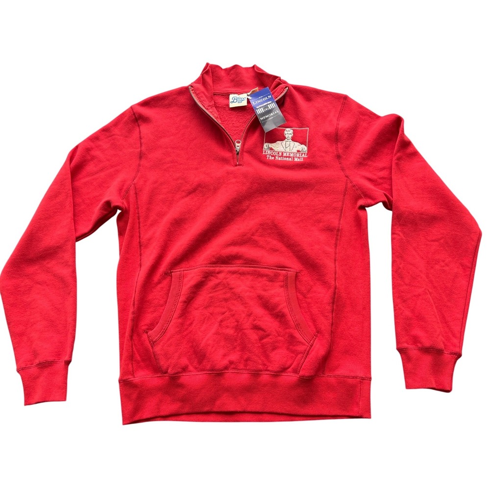 Blue 84 Mens Lincoln Memorial National Mall Quarter Zip Sweatshirt Red Size M